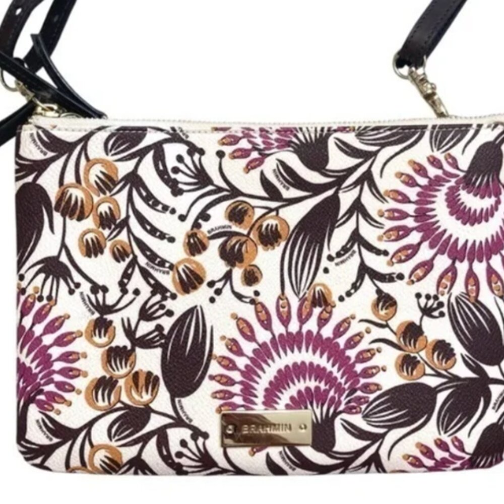 Brahmin Berry monarch brown/pink cream crossbody bag